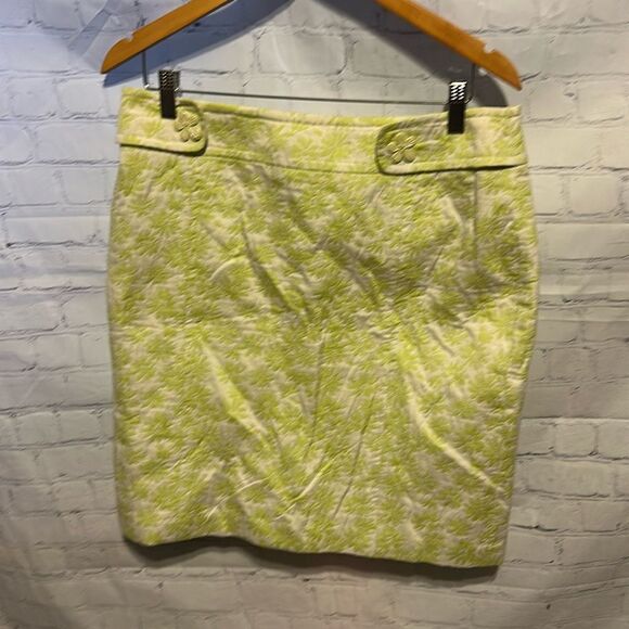 Dalia Lime Green Print Pencil Lined Skirt Woman’s size 12 - Picture 1 of 7
